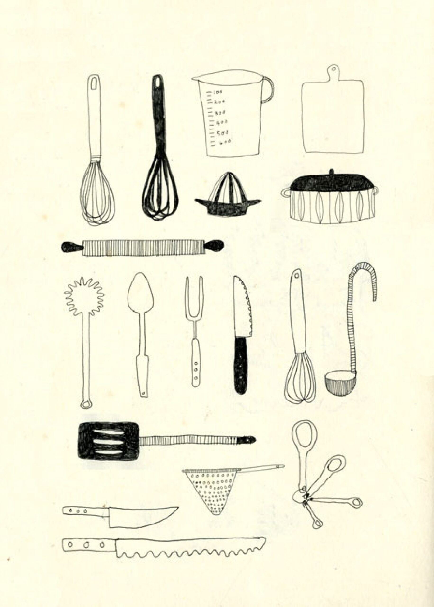 Острые кухонные инструменты рисунок